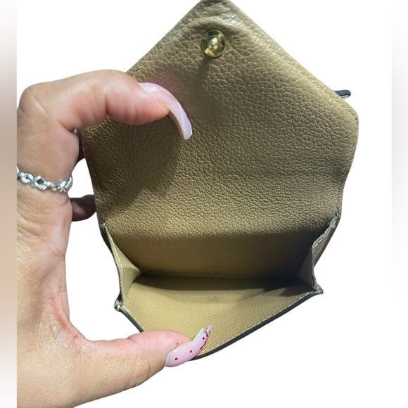 RARE Authentic LV Beige Calf Leather & Monogram Canvas Double V Flap Wallet - Picture 8 of 12